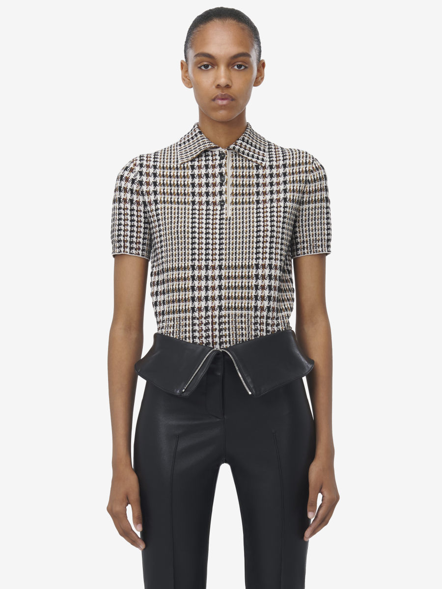 ALEXANDER MCQUEEN - Checked Short Sleeved Top - Item 817152Q1BCJ9186